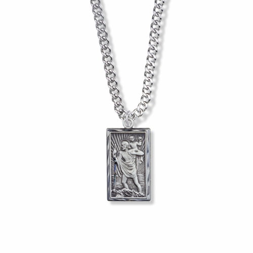 925 Sterling Silver St Christopher and necklet Chain in presentation box 