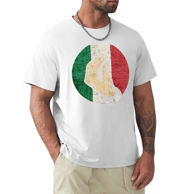 Camiseta Vintage con bandera de Italia divertida con gesto de mano italiana camisetas blancas para niños camisetas de manga larga para hombre