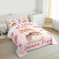 thumbnail image 3 of Homewish Cartoon Guinea Pig 2pcs Bedding Comforter Set For Kids Teens Girls,Kawaii Animal Twin Comforter Sets,Love Heart Print Breathable Bedding Set,Lightweight Room Decor, 3 of 8