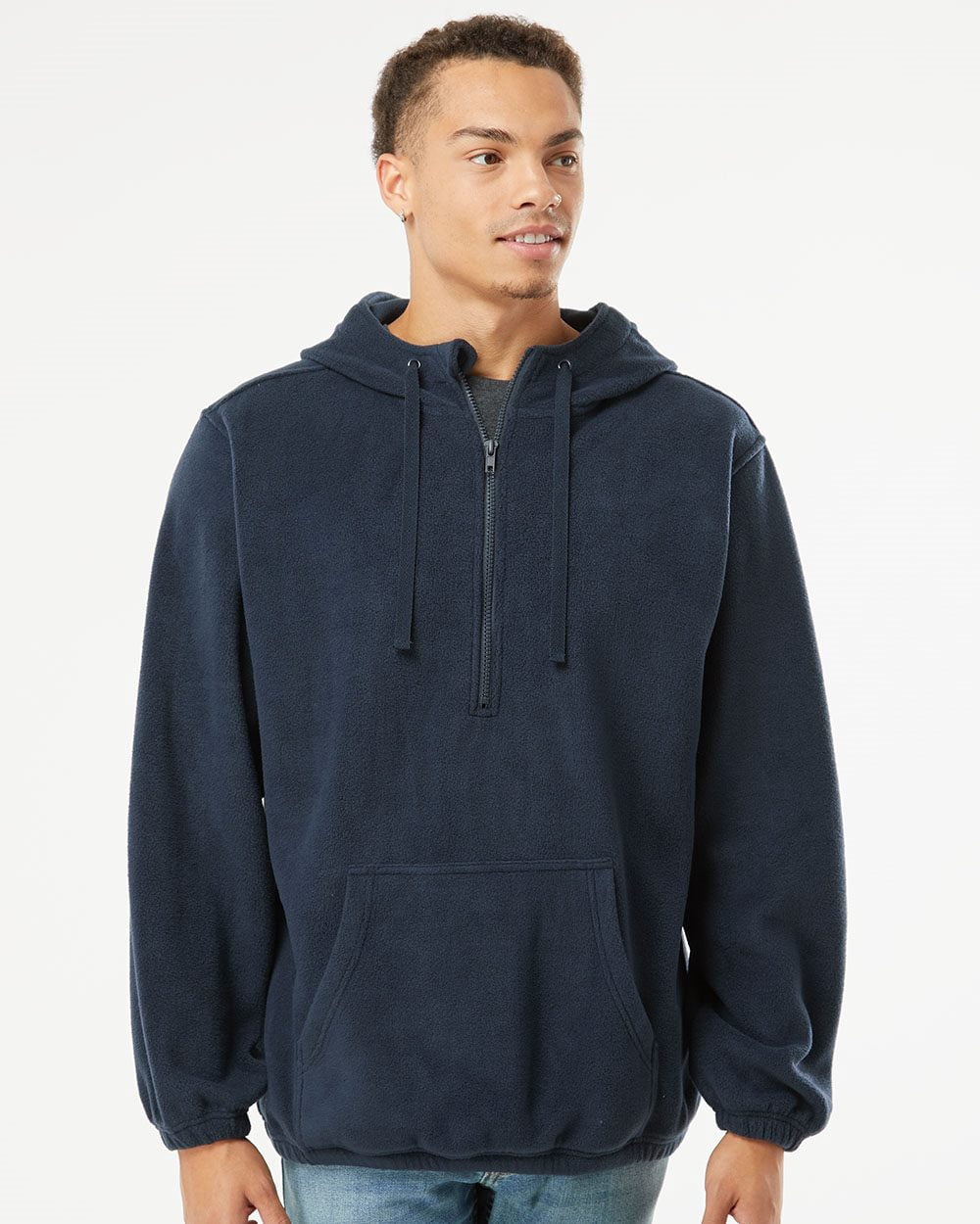 burnside polar fleece quarter zip scuba hooded pullover