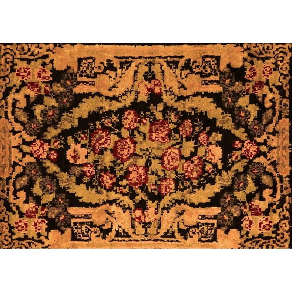 Ahgly Company Indoor Rectangle Medallion Orange French Area Rugs, 5' x 8'