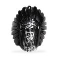 thumbnail image 1 of AeraVida Black Onyx Feather Crown Skull Detail .925 Silver Ring-9, 1 of 5