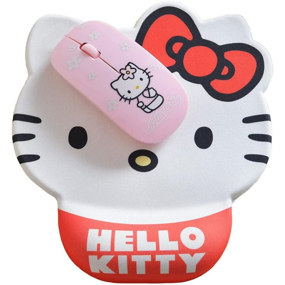 Cute Hello Kitty Mouse Pad Wrist Support, Hello Kitty Desk Accessories Office Supplies Stuff, Kawaii Mousepad Ergonomic Mouse Pad with Wrist Rest for Office Desk Computer Laptop Cat Anime Mouse Pad