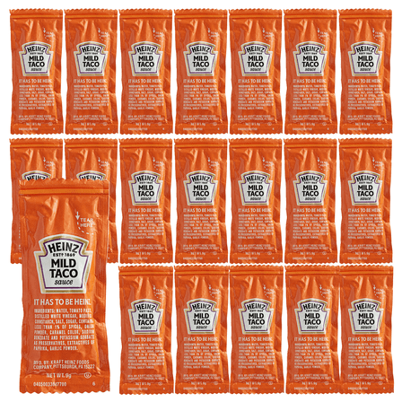 Heinz Mild Taco Sauce Portion Packets, 9g Each (20 Count) – Perfect for Tacos, Burritos & Nachos