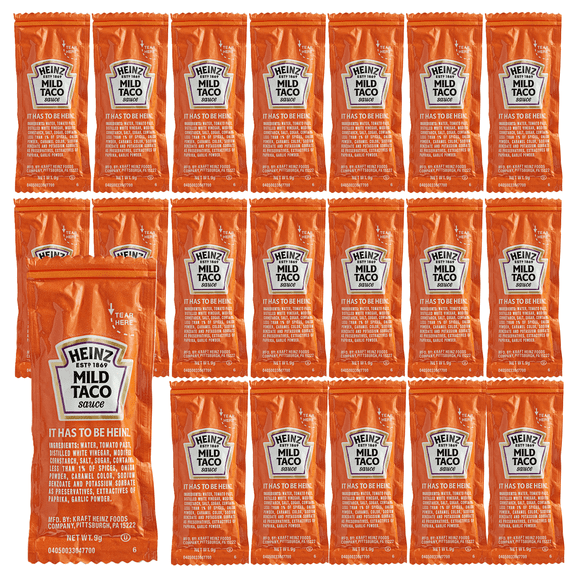Heinz Mild Taco Sauce Portion Packets, 9g Each (20 Count) – Perfect for Tacos, Burritos & Nachos