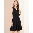 thumbnail image 3 of Vestido sin mangas con cuello En V Allegra K botones a media pierna verano para mujer Negro M, 3 of 6