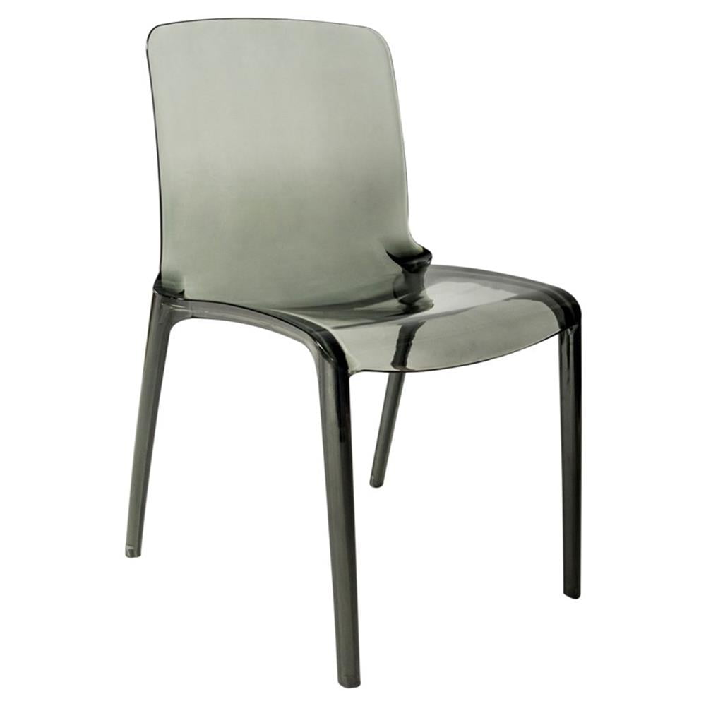 LeisureMod Murray Mid-Century Modern Dining Chair - Transparent Black Acrylic, Ergonomic Design, Stackable