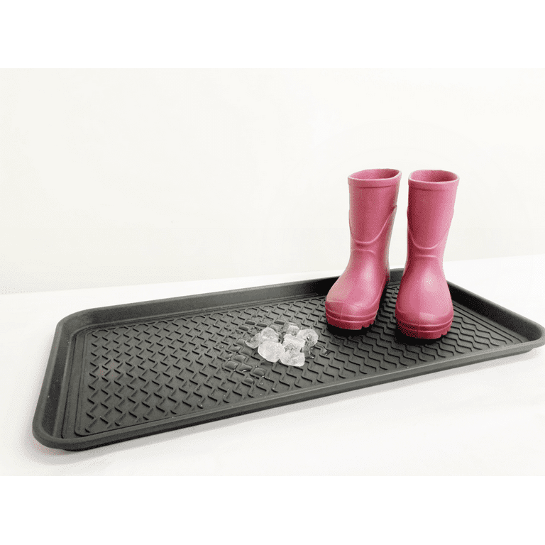 Sun Dolphin Boot Tray for Entryway Indoor, Heavy Duty Plastic Shoe Tray, 48x17 Inches Water Resistant Shoe Mat Tray for Indoors & Outdoors