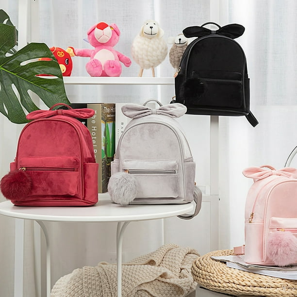 coofit mini backpack walmart Coofit Mini Backpack Purse Fashion Plush Pompom Bowknot Casual Backpack  Travel Backpack