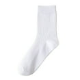 thumbnail image 2 of IDALL Socks for Women,Crew Socks Solid Color Vertical Strip Socks Mid Tube Socks Classic Casual Comfort Cotton Socks Ankle Socks,Cotton Socks White, 2 of 3