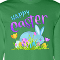 thumbnail image 4 of Inktastic Happy Easter Blue Bunny and Eggs in Grass Long Sleeve T-Shirt, 4 of 5