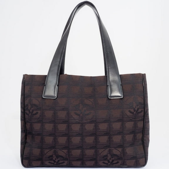 Pre-Owned Chanel New Travel Line Tote PM Bag Brown A20457 Women's Nylon Jacquard Leather CHANEL