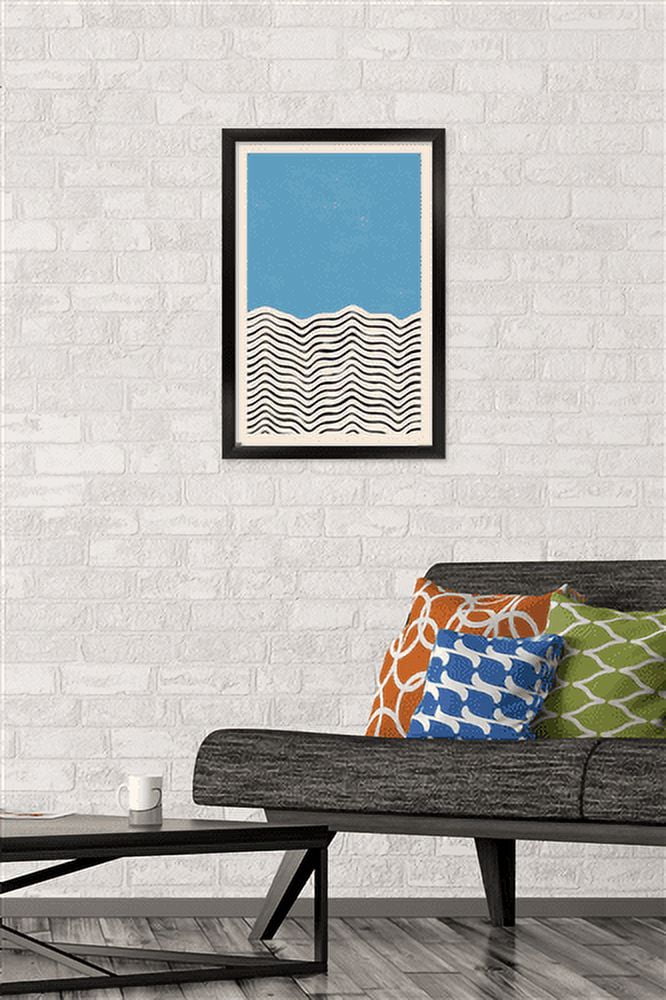 Geometric - Blue Wall Poster, 14.725" x 22.375", Framed