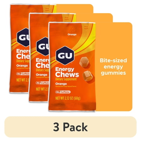 (3 pack) GU Energy Chews, Orange - 1 Bag (2 Servings Total)