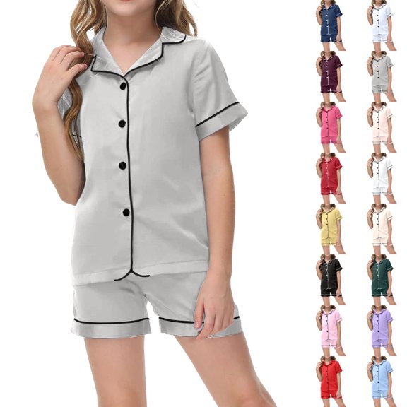Bmisegm Baby Girl Outfit Short Sleeve Solid Tops And Shorts Casual Two Piece for Toddler Kids Boys' Clothing Sets 02_Grey,10-11 Years