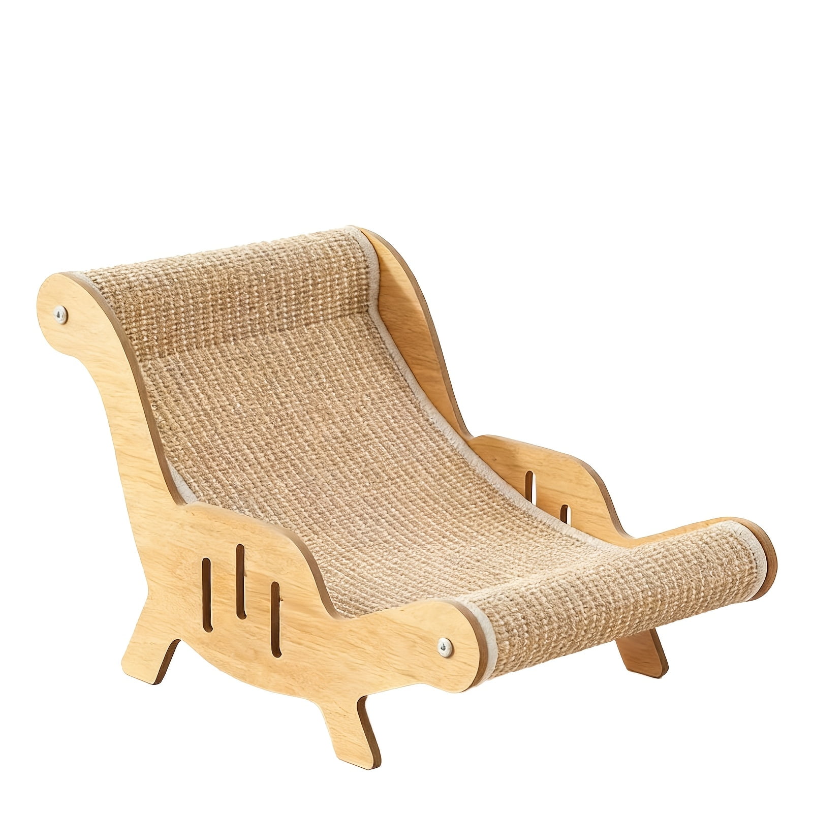 Wood Frame Elevated Cat Recliner Scratching Bed Sisal Rope Cat Hammock Beach Chair Comfort Indoor Pet Lounge Furniture for Kitten Nails Grinding & Daily Napping