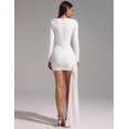 thumbnail image 3 of Vestido de noche BELLA BARNETT White Diamond de manga larga para mujer, 3 of 5