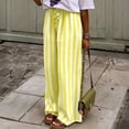 thumbnail image 2 of IYYVV Womens Summer Casual Striped Pants Loose Wide Leg Lounge Pants Elastic Waist Palazzo Trousers with Pockets Yellow 2XL, 2 of 9