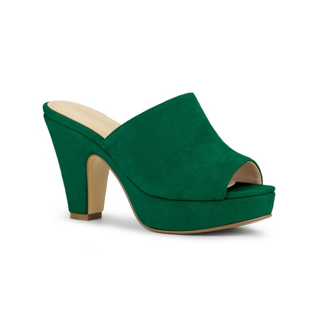 BLISSFUL STEP Chaussures pour Femmes Sandales à Talon Bloc à Plateforme Épaisse à Bout Ouvert Vert 7
