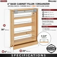 thumbnail image 6 of Rev-A-Shelf 432-BFSC-6C 6 In Wood Base Filler Cabinet Organizer, Maple, 6 of 11