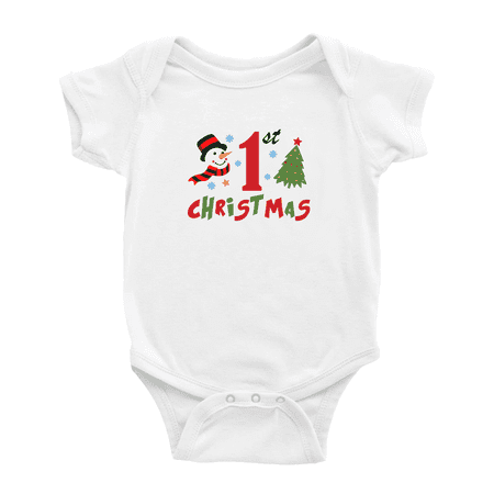 

My 1st Snowman Tree Funny Baby Clothes Bodysuits Boy Girl Unisex