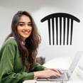 thumbnail image 2 of Unique Bargains 2Pcs French Twist 7 Teeth Comb Teeth Hair Combs Clip Comb 4.1" Resin Black, 2 of 7