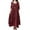 A0741-Wine, variant on QUINDOS Dresses for Women Sundress Half Sleeve Crew Neck Casual Plus Size Dresses Summer Cotton Linen Solid Color Two Piece Long Midi Dresses for Women