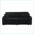 thumbnail image 5 of 80-Inch 3-Seat Corduroy Foldable Sofa with Cup Holders & Pillows for Living Room | Black | Corduroy | Square Arms, 5 of 12
