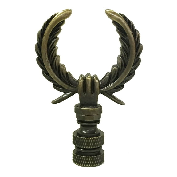 Royal Designs, Inc. Laurel Wreath Lamp Lamp Finial for Lamp Shade, F-5012AB-1, Antique Brass, Single