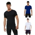 thumbnail image 2 of WBQ 3 Pack Men's Athletic Short Sleeve Compression Shirts Workout Running Dry Fit T-Shirt Slimming Sports Baselayer T-Shirts Tops Athletic Workout Shirt Short Sleeve Muscle Shirts, S-3XL, 2 of 9