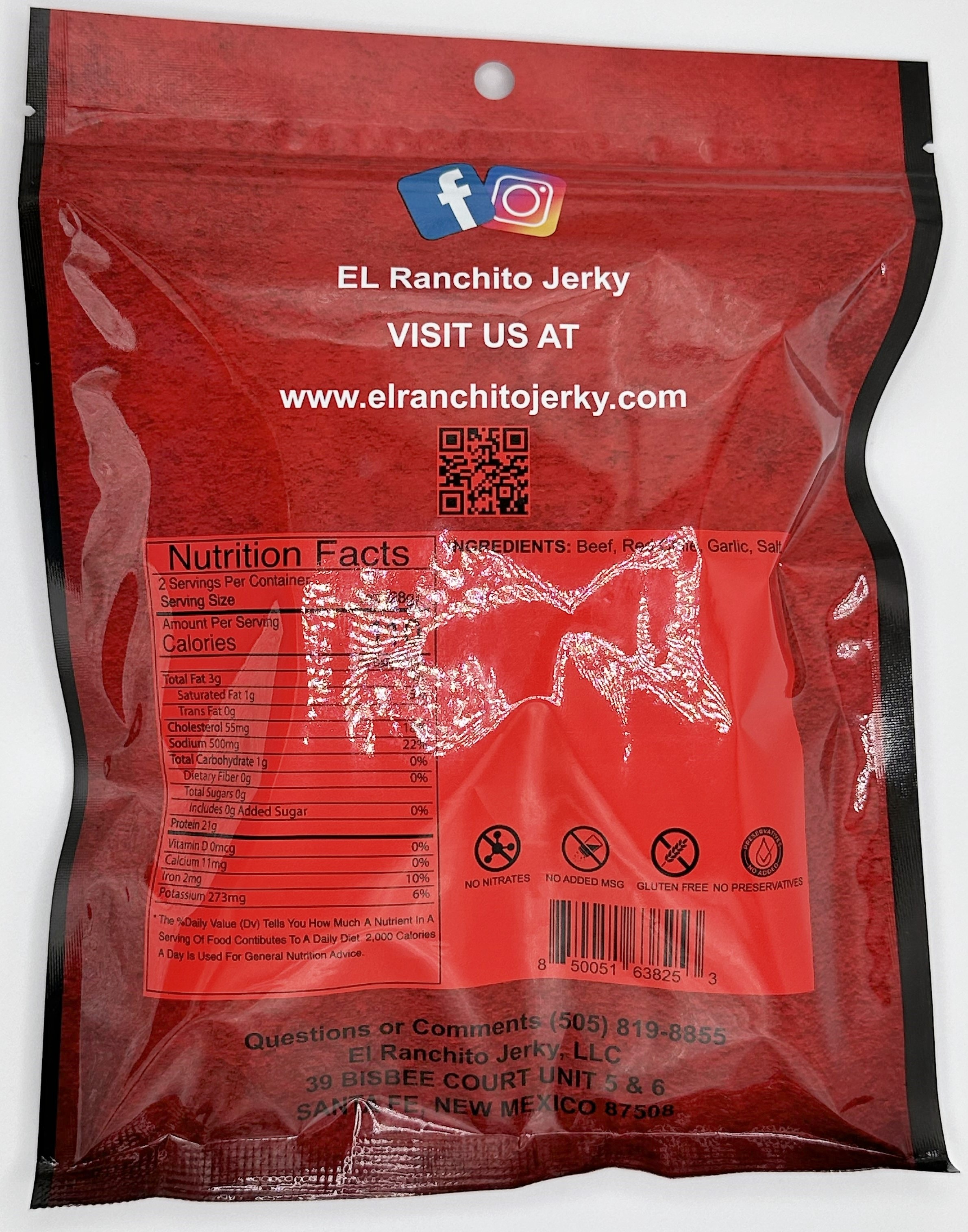 Red Chile - El Ranchito Crunchy Beef Jerky NET WT. 2 OZ