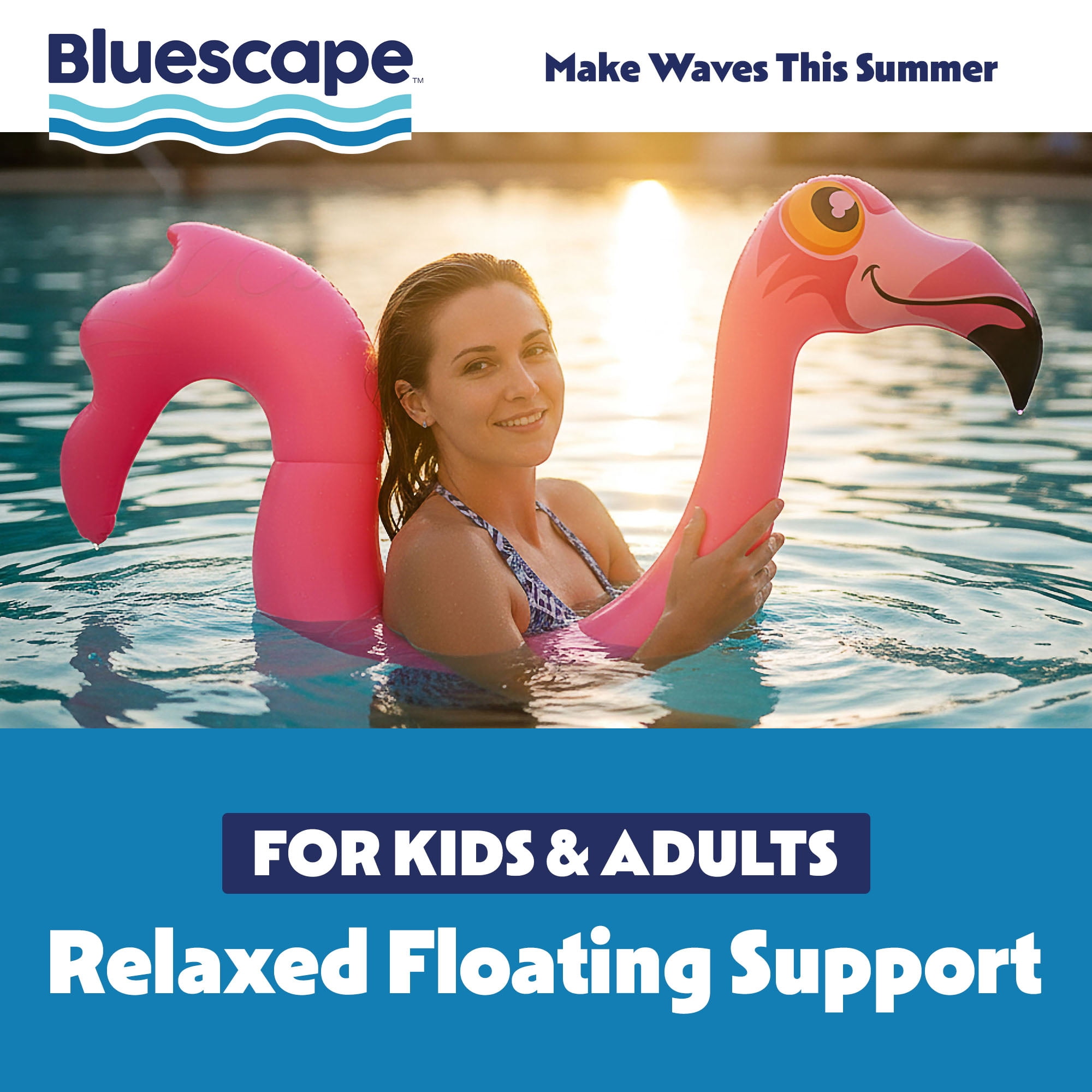 (3 pack) Bluescape Flamingo Pool Noodle – Inflatable Pink Pool Float for Kids & Adults, Fun Flamingo Design