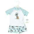 thumbnail image 2 of Hudson Baby Boys Swim Rashguard Set, Mint Surfer, 12-18 Months, 2 of 4