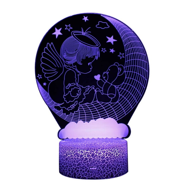 Night Light 7 Colors Color Changing Desktop Decorative Lamp Acrylic Flat ABS Base USB Cable Birthday Gift Toy