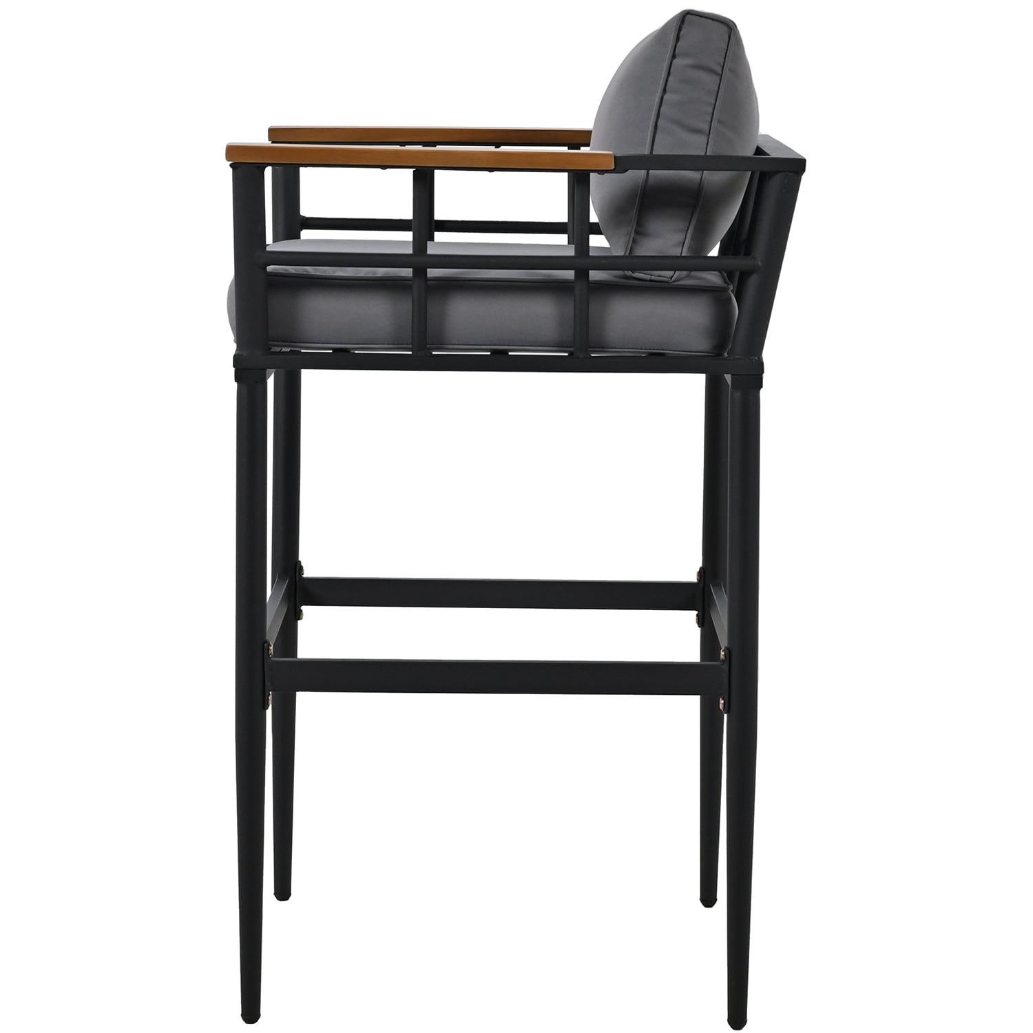 Kadyn 5-Piece Steel Outdoor Dining Set, Patio Dining Set for Balcony Or Backyard with Acacia Wood Armrest Suitable, Black