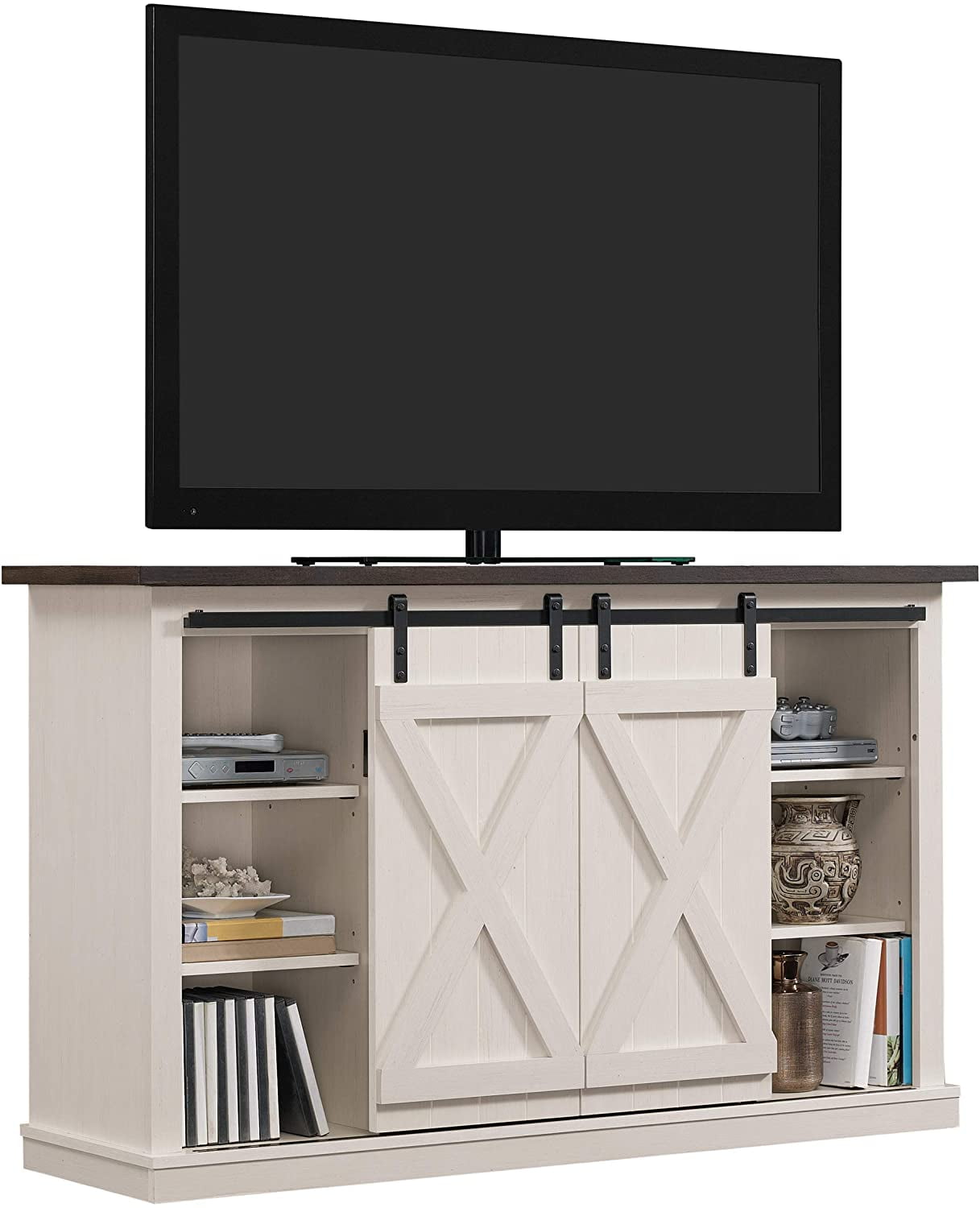 Laura James Black TV Stand Cabinet Unit Double Door with Storage and shelf