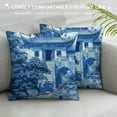 thumbnail image 3 of Nawypu  Blue Chinoiserie Temple Decorative Pillow Covers Chinese Style Blue and White Porcelain Throw Pillow Case Cushion Cover for Couch, Indoor Outdoor Decorations Home Decor, 3 of 5