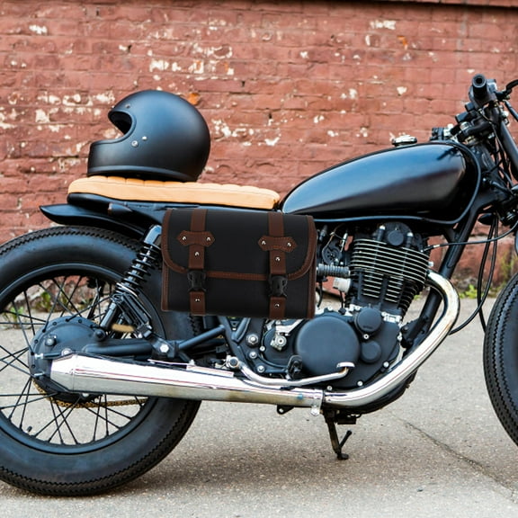 HOMEMAXS  Motorcycle Tool Bags for Handlebars Saddle Shape Motorbike Travel Brown