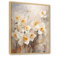 thumbnail image 2 of Designart "Minimalist Daffodils In White And Orange II" Daffodils Floater Framed Wall Art Living Room, 2 of 5
