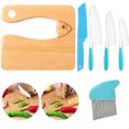 thumbnail image 1 of Muyoka Kyoffiie - Juego de 6 cortadores de cocina de madera para niños, bordes dentados, juego de cortadores de cocina para niños pequeños con patrón lindo, cortadores de patatas de plástico seguro pa Muyoka Hogar, 1 of 7