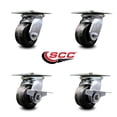 thumbnail image 2 of 4 Inch Phenolic Swivel Caster Set with Roller Bearings 2 Brakes Service Caster, 2 of 2