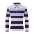 thumbnail image 5 of MuZeFu Striped Polo Shirts for Men Long Sleeve mens Casual Striped Printed Zipper T-shirt Shirt Long Sleeved Lapel Top/shirt, 5 of 5