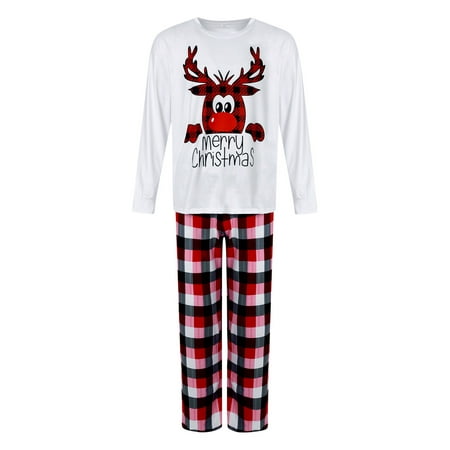 

Pudcoco Family Matching Christmas Pajamas Set Long Sleeve T-Shirt Pants Sleepwear