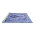 thumbnail image 2 of Ahgly Company Machine Washable Indoor Round Medallion Blue Traditional Area Rugs, 4' Round, 2 of 4