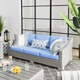 thumbnail image 2 of Lounge Sofa, Rattan, Wicker, Light Grey Gray Light Blue, Modern Contemporary Urban Design, Outdoor Patio Balcony Cafe Bistro Garden Furniture Hotel Hospitality, 2 of 8