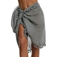 thumbnail image 2 of asdoklhq Plus Size Swimsuit Clearance Under $10,Women Solid Color Tassel Beach Wrap Sarong Cover Up Chiffon Swimsuit Wrap Skirts, 2 of 4