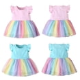 thumbnail image 4 of WOLLED Baby Infant Rainbow Dress for Girls Summer Flutter Sleeve Tulle Dresses Toddler Tulle Tutu Sundress Skirt 9M-4Y, 4 of 11