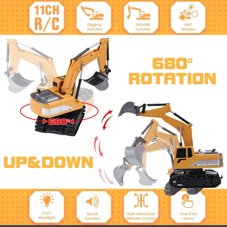 Zacro Remote Control Excavator Toy With Metal Shovel and Lights photo 8