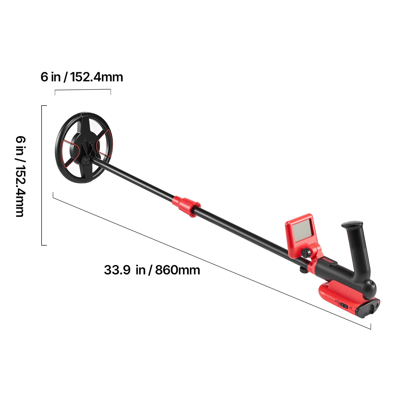 KFFKFF Lightweight Metal Detector with LCD Screen, 6" Waterproof Search Coil, Adjustable Length 22.8"-33.8", High Precision Gold Finder for Treasure Hunting and Easy Operation