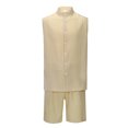 thumbnail image 3 of Afdoent Men's 2 Piece Short Set Mens Casual Suits For Everyday Wear Sleeveless Shirt And Shorts Set With Stripes For Spring And Summer Beach Vacation Outfits, 3 of 9
